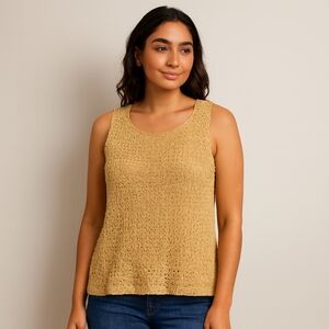 Roz & Ali Tank Blouse Women's 3X Gold Lace Formal Wedding Business Elegant